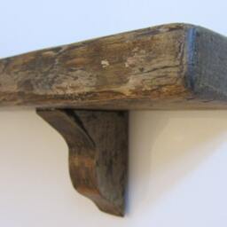 Rustic Reclaimed Plank Wood Shelf With Antique Brown Natural Beeswax - thumbnail 3