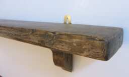 Rustic Reclaimed Plank Wood Shelf With Antique Brown Natural Beeswax - thumbnail 1
