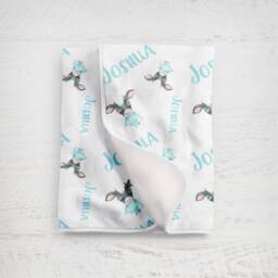 Custom Cow Calf Farm Baby Boy Blanket in Fleece, Minky, Or Sherpa. Personalized Perfect Shower Gift Light Blue Swaddle Receiving - thumbnail 1