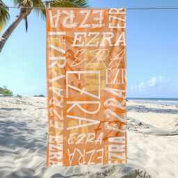 Personalized Beach Towel With Name, Oversized Custom Monogram Pool Towel, Signature For Kids, Vacation Gift, Picnic - thumbnail 2