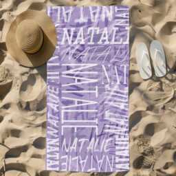 Personalized Beach Towel With Name, Oversized Custom Monogram Pool Towel, Signature For Kids, Vacation Gift, Picnic - thumbnail 3