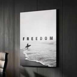Freedom Quote Surfer Ocean Waves Motivational Inspirational Framed Canvas Wall Art Poster Print Home Office & Room Decor Gift - thumbnail 1