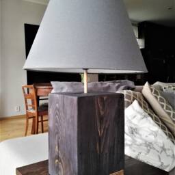 Reclaimed Wood Block Table Lamp Base, Handmade - thumbnail 2