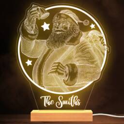 Santa Claus Ringing A Bell Family Name Personalised Gift Lamp Night Light