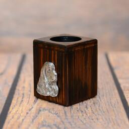 American Cocker Spaniel - Wooden Candlestick With Dog, Souvenir, Decoration, Limited Edition, Collection - thumbnail 2