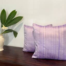 Lavender Colored Dupioni Pure Silk Cushion Cover - 12x12, 12x16, 12x20, 14x20, 14x24, 16x16, 18x18, 20x20, 22x22, 24x24 & 26x26 - thumbnail 2