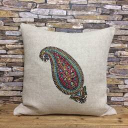 Linen Printed Paisley Pattern Pillow - Decorative Cushions Home Decor Irish Linen Gift Idea - thumbnail 3