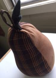 Whimsical Pear - Handmade Golden Brown Stuffed Fabric Decoration - thumbnail 3