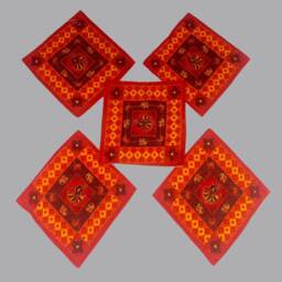 Designer Gujarati Work Decorative Pillow Cover, Cushion Covers - 16 X 16 Inches - Set Of 5 Pcs, Throw Pillow, Cotton Cover Set - thumbnail 2