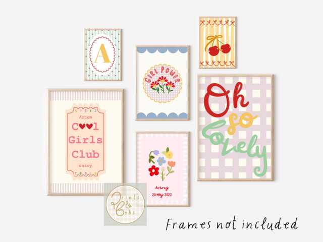 Set Of Bright Pastel Wall Prints For A Girls Room, Playroom Or Nursery - Unframed - image 1