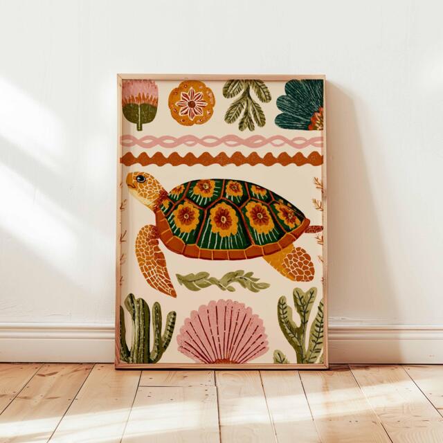 Turtle Poster, Ocean Wall Art, Sea Print, Marine Life Coastal Decor Beach Animal Lover Gift - image 1