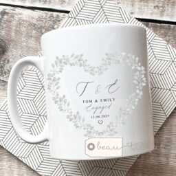 Personalised Engagement Gift Engaged Anniversary Wedding Floral Ceramic Small Vase Jug Mug Couple - thumbnail 3