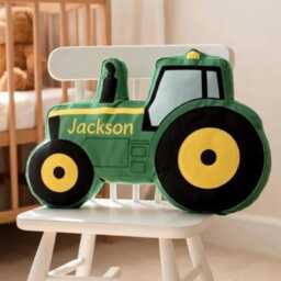 Personalized Excavator Pillow, Custom Face Shaped Names Bulldozer Toddler Nursery Decor, Gift For Boys - thumbnail 3