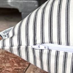 1446. Black Herringbone Ticking Stripe 100% Cotton Cushion Cover, Size 12x12 - thumbnail 2