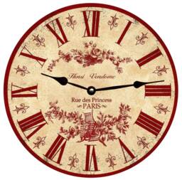 Red French Toile Clock - thumbnail 1