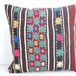 Large Kilim Pillow, 20x20'', Big Pillow, 50x50cm, Large Decorative Pillow, Large Throw Pillow , Large Cover, Striped Big Pillows - thumbnail 2