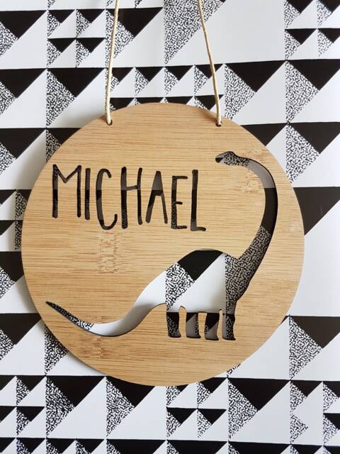Dinosaur Personalised Wooden Wall-Door Hanging-Nursery Decor-Plaque-Kids Door Sign-Custom Name-Kids Gift-Baby Gift-Lasercut-Personalized - image 1