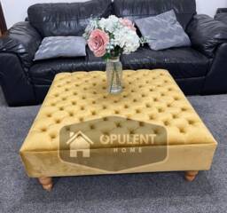 Extra Large Mustard Gold Velvet Chesterfield Coffee Table Ottoman