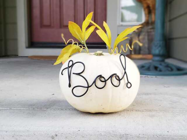 Boo Wire Word Pumpkin Decor Sign Front Porch Halloween Fall Autumn Curb Appeal Gift Metal Bespoke Industrial Personalized Custom Reusable - image 1