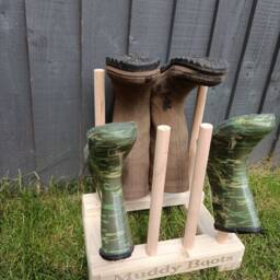 5 Pairs Personalised Engraved Wellington Boot Wooden Stand Storage Wellies Rack Welly Shoes Hall Porch Furniture Organiser - thumbnail 3