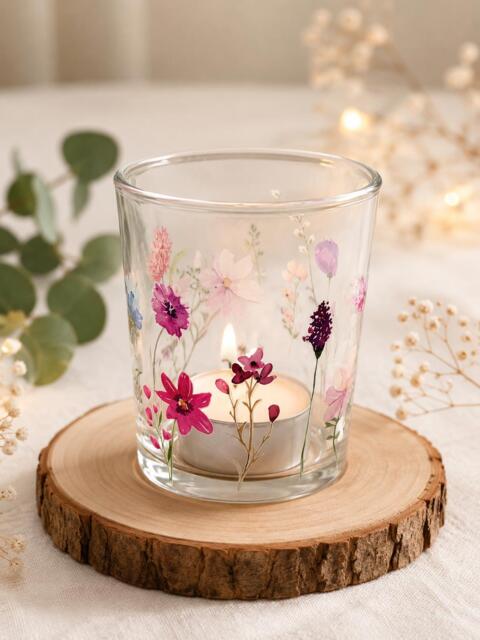 Floral Glass Tealight Holder - image 1
