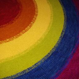 Rainbow Wool Rug, Handmade Round Carpet, Colorful Area Rug - thumbnail 3