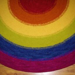 Rainbow Wool Rug, Handmade Round Carpet, Colorful Area Rug - thumbnail 2