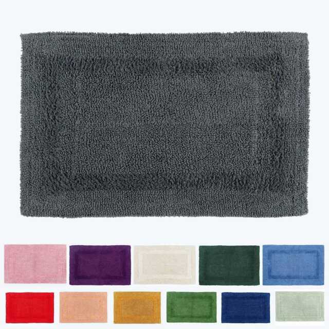 Luxury Reversible 100% Cotton Bath Mat - Super Absorbent, Soft, 50x80cm, Hand-Tufted, Eco-Friendly, 12 Colours, Machine Washable - image 1