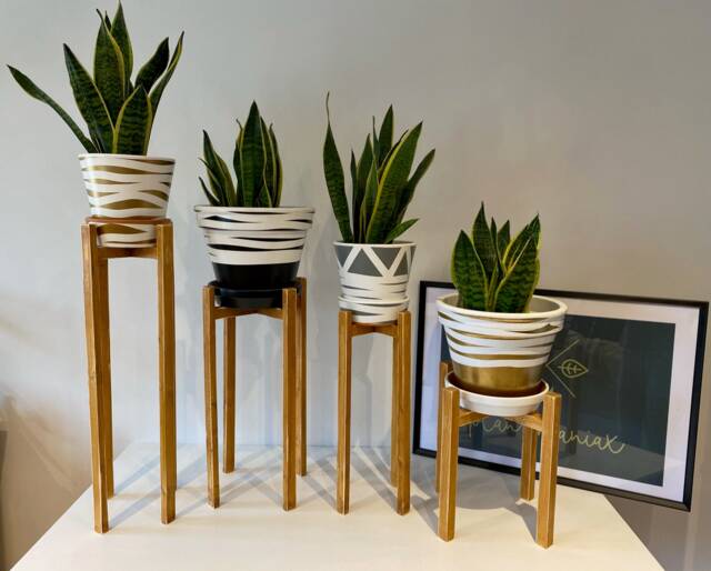 Handmade Wooden Plant Stand - Washed Finish, Scandinavian Style - image 1