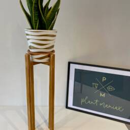 Handmade Wooden Plant Stand - Washed Finish, Scandinavian Style - thumbnail 3