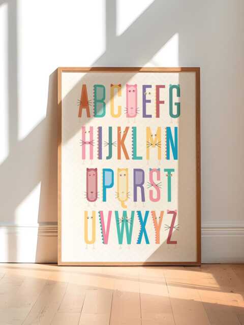 The Alphabet, Educational Wall Art, Fun Colourful Kids Decor, Children's Learning, Playroom Poster, Rainbow Print, Art - image 1