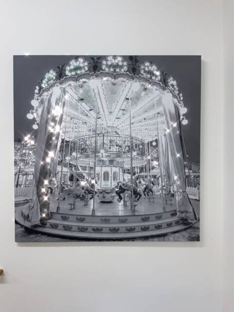Embellished Carousel Canvas Wall Art With Rhinestones - 40x40 Inches - image 1