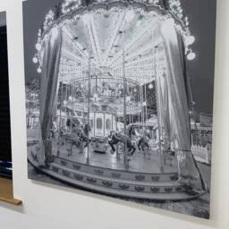 Embellished Carousel Canvas Wall Art With Rhinestones - 40x40 Inches - thumbnail 3