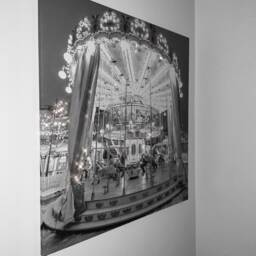 Embellished Carousel Canvas Wall Art With Rhinestones - 40x40 Inches - thumbnail 2