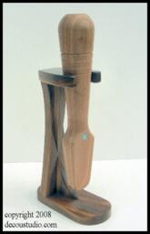 Built-To-Order, Hat Making Tool Pusher Downer Runner Black Walnut Wood Abalone Shell Inlay Hand Lathe Turned Item - thumbnail 2