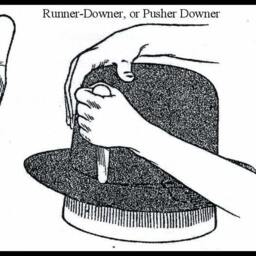 Built-To-Order, Hat Making Tool Pusher Downer Runner Black Walnut Wood Abalone Shell Inlay Hand Lathe Turned Item - thumbnail 4