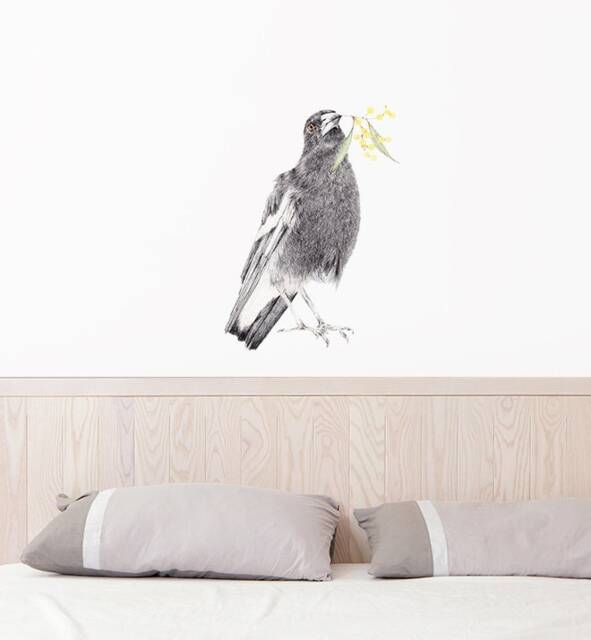 Maggie The Magpie Wall Sticker Decal - Australian Animal Decals, Stickers, Kids, Native Animals Art
