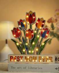 Best Mom Ever Tulip Night Light, Colorful Floral Led Lamp, Mother's Day Gift, Flower Suncatcher Light Box, Mother Lamp - thumbnail 1