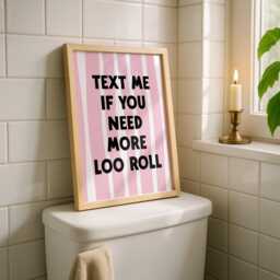 Text Me If You Need More Loo Roll - Bathroom Wall Art Maximalist Print Toilet Downstairs - thumbnail 1