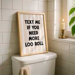 Text Me If You Need More Loo Roll - Bathroom Wall Art Maximalist Print Toilet Downstairs - thumbnail 2