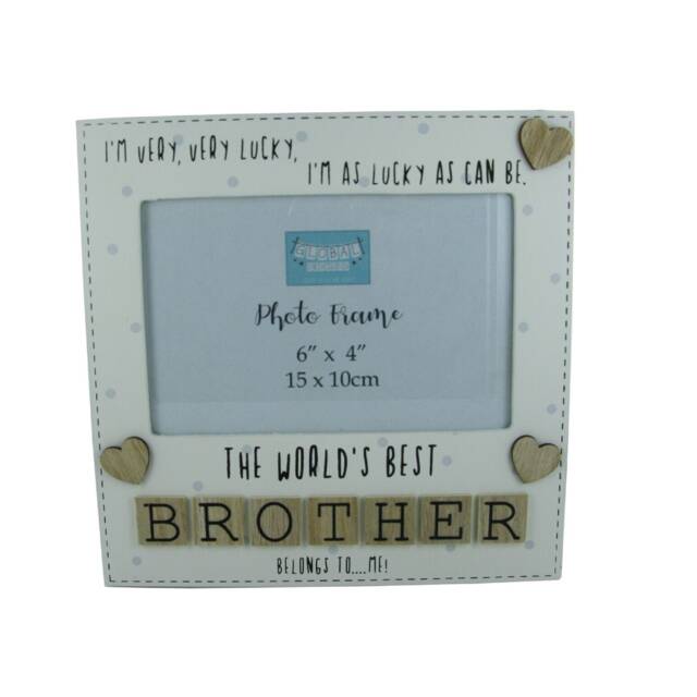 Photo Frame The Worlds Best Brother 3D Letters Tile Art Wood Cream 6x4 - image 1