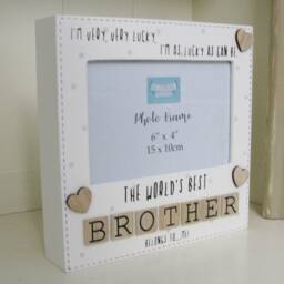 Photo Frame The Worlds Best Brother 3D Letters Tile Art Wood Cream 6x4 - thumbnail 2