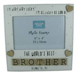 Photo Frame The Worlds Best Brother 3D Letters Tile Art Wood Cream 6x4 - thumbnail 3