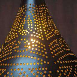 Moroccan Pendant Light Black Metal Pear Lamp Shade, Farmhouse - thumbnail 3