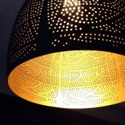Moroccan Pendant Light Black Metal Pear Lamp Shade, Farmhouse - thumbnail 2