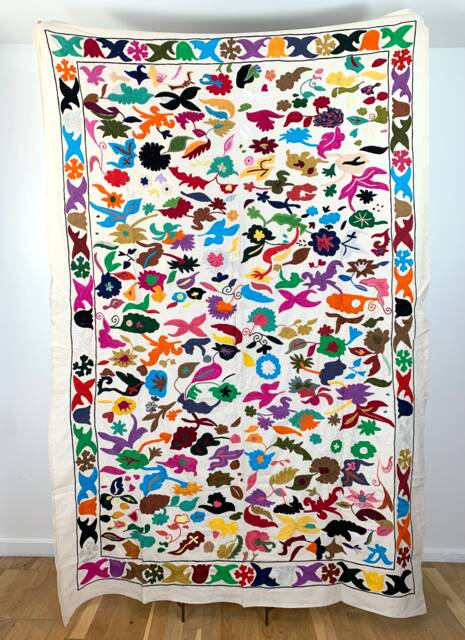 Hand Embroidered Suzani Tapestry Floral Boho Wall Decor - image 1