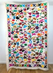 Hand Embroidered Suzani Tapestry Floral Boho Wall Decor - thumbnail 1