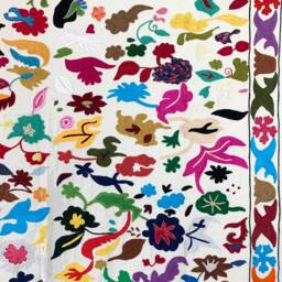Hand Embroidered Suzani Tapestry Floral Boho Wall Decor - thumbnail 3