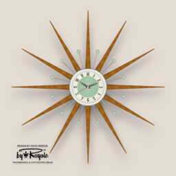 Teak Starburst Clock Mid Century Modern Wall Decor, 30 - thumbnail 1