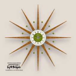 Teak Starburst Clock Mid Century Modern Wall Decor, 30 - thumbnail 4